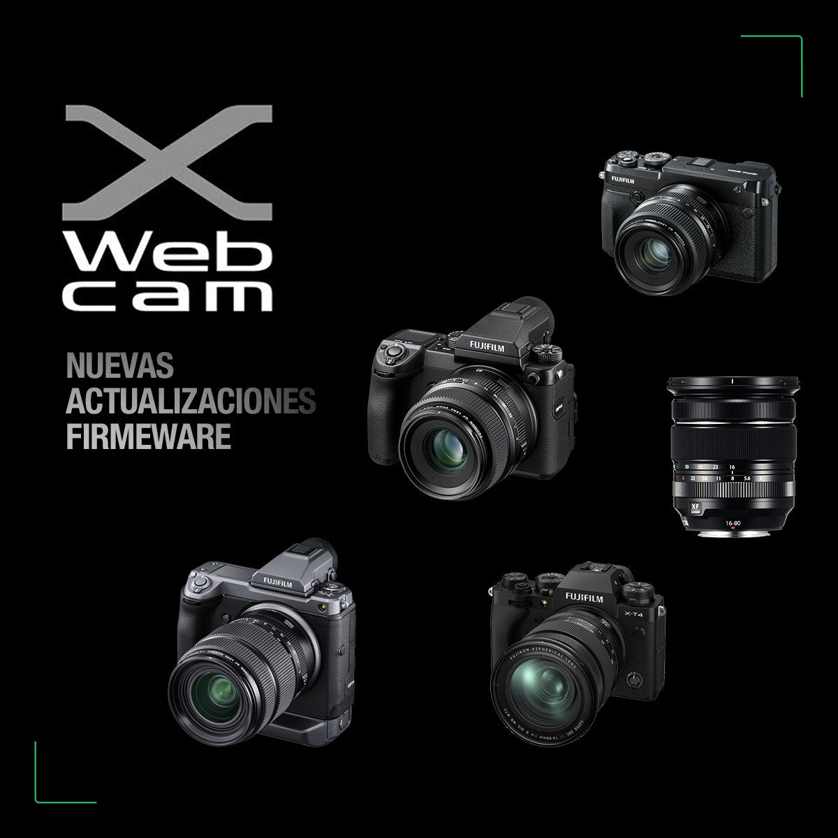 Actualización firmware para las GFX100, GFX50S, GFX50R, X-T4 y el XF16-80mm.